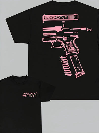 "We Trust " Double-Sided Printed T-Shirt, Light Pink, Unisex, Men's Gift, Casual Men's Cotton T-Shirt.