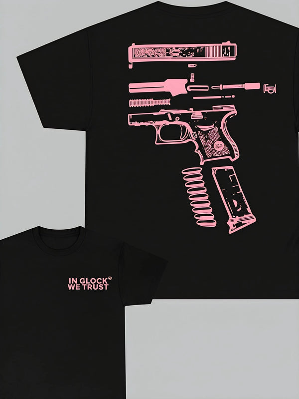 "We Trust " Double-Sided Printed T-Shirt, Light Pink, Unisex, Men's Gift, Casual Men's Cotton T-Shirt.
