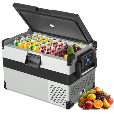 12V Portable Car Refrigerator Freezer, 34 Quart/32L Fridge with DC 12/24V and AC Adapter for Camping, Truck, RV, Van or Boat